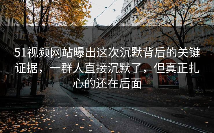 51视频网站曝出这次沉默背后的关键证据，一群人直接沉默了，但真正扎心的还在后面