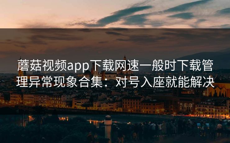 蘑菇视频app下载网速一般时下载管理异常现象合集：对号入座就能解决