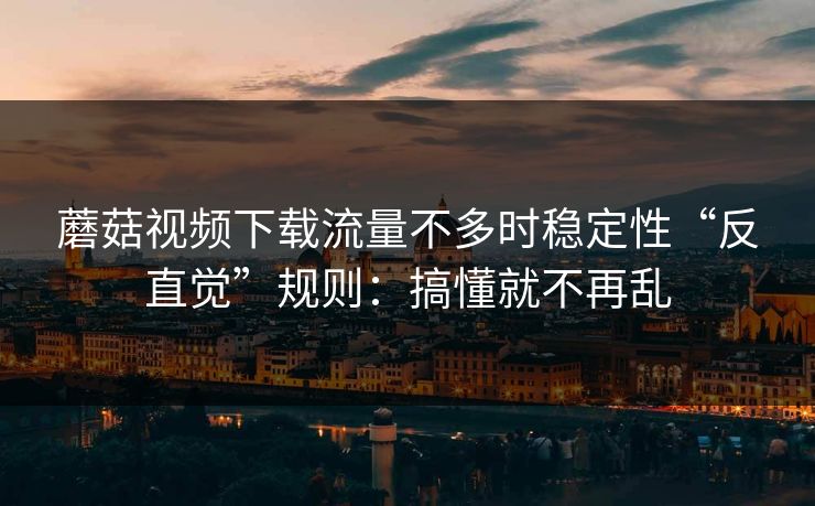 蘑菇视频下载流量不多时稳定性“反直觉”规则：搞懂就不再乱
