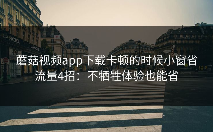 蘑菇视频app下载卡顿的时候小窗省流量4招：不牺牲体验也能省