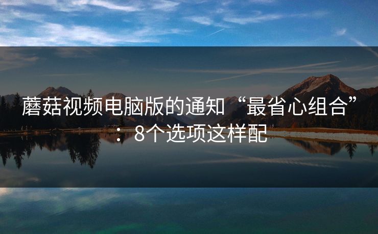 蘑菇视频电脑版的通知“最省心组合”：8个选项这样配