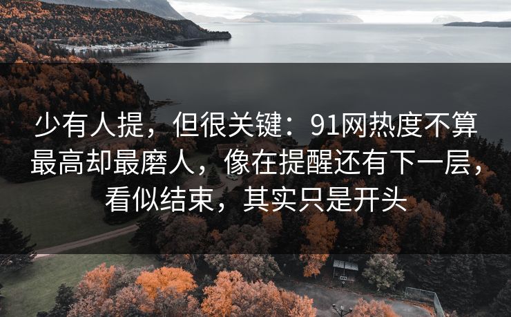少有人提，但很关键：91网热度不算最高却最磨人，像在提醒还有下一层，看似结束，其实只是开头